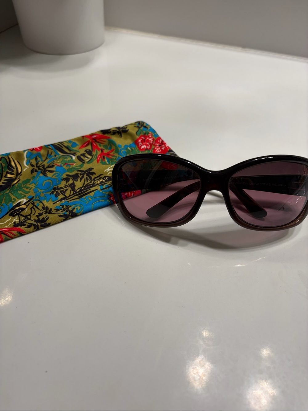 Maui Jim Women's Dark Brown Frame Sunglasses with Purple Lenses